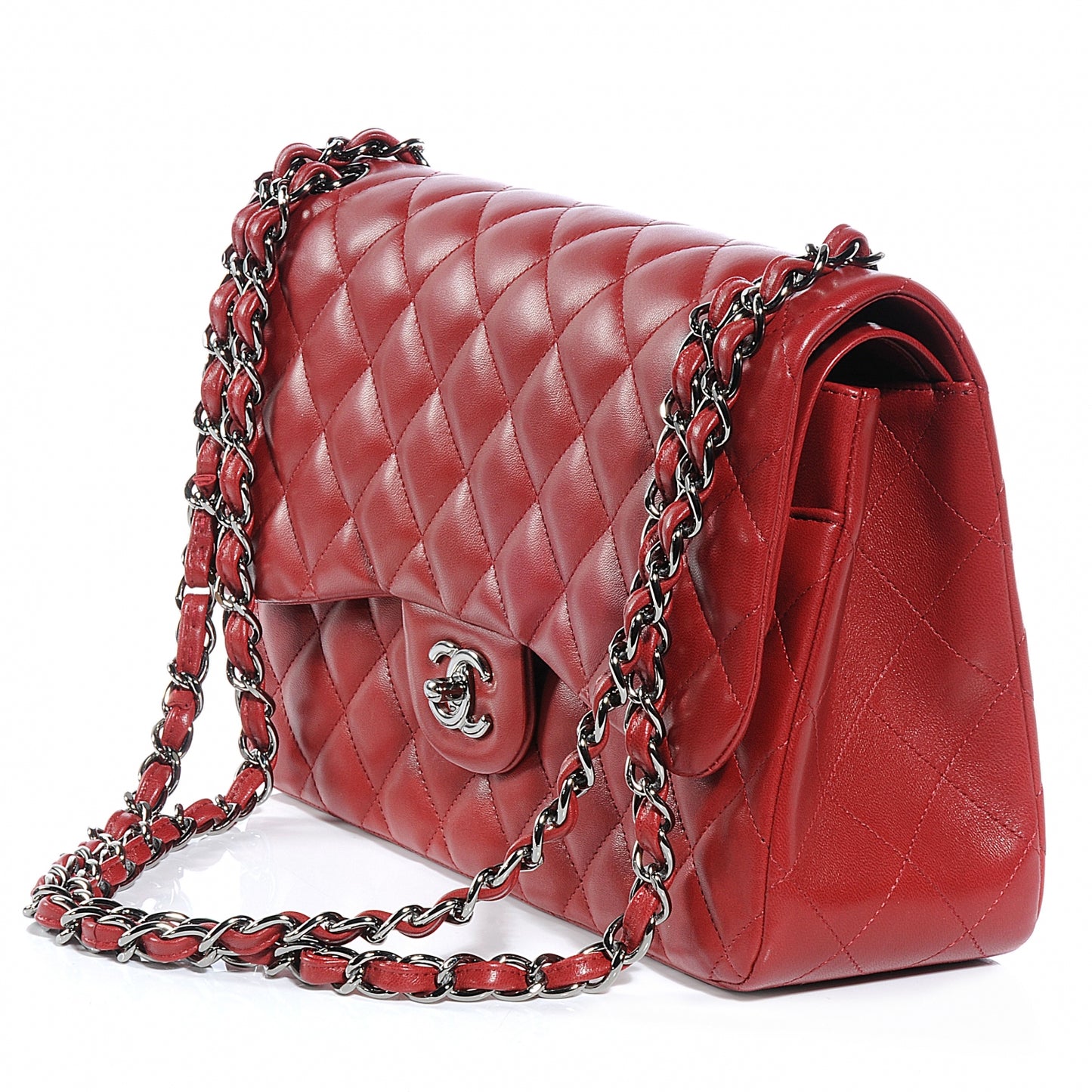 Lambskin Jumbo Double Flap Red