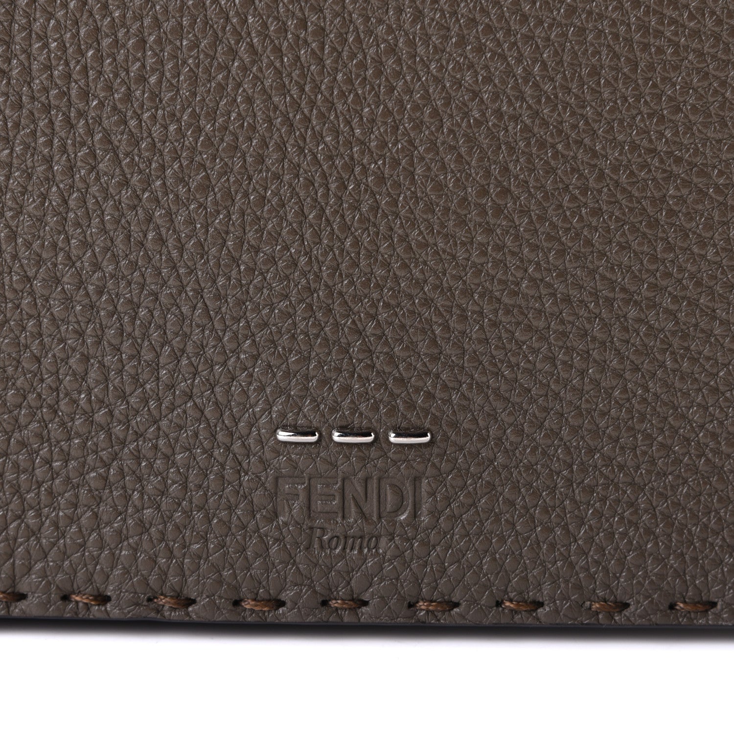 Fendi Cuoio Romano Selleria Metal Stitch Messenger Brown 7 of 8