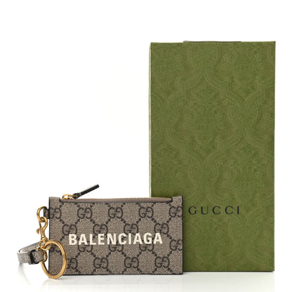 Gucci X BALENCIAGA GG Supreme Monogram Logo Card Case With Strap Beige Ebony 9 of 9