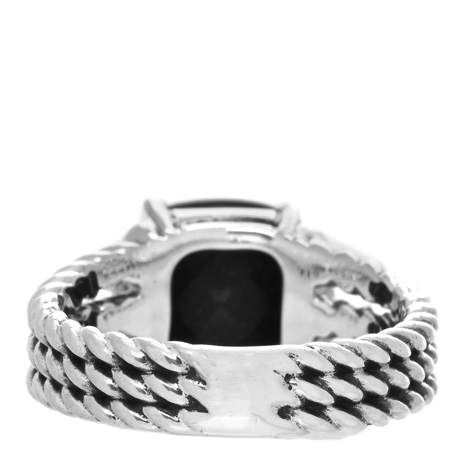 David Yurman Sterling Silver Diamond Black Onyx 10mm Petite Wheaton Ring 53 6.5 3 of 4