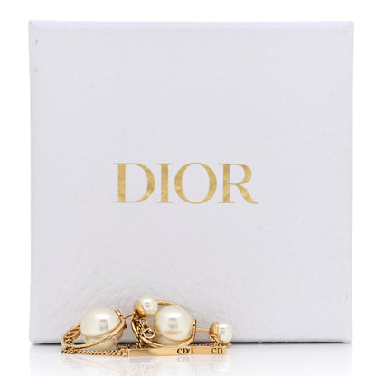 Christian Dior Pearl Tribales Dangle Chain Earrings Gold 5 of 5