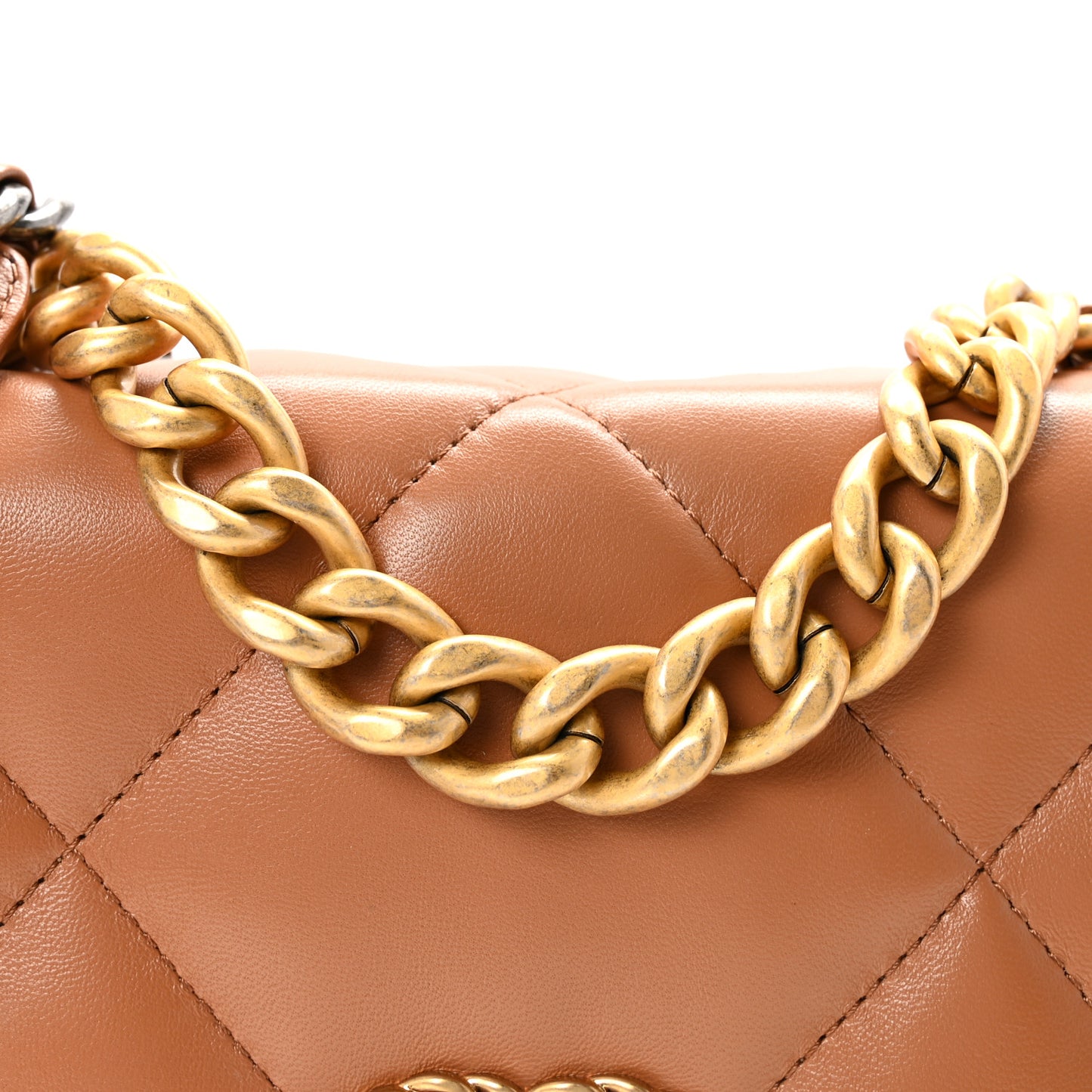 Lambskin Quilted Medium Chanel 19 Flap Brown