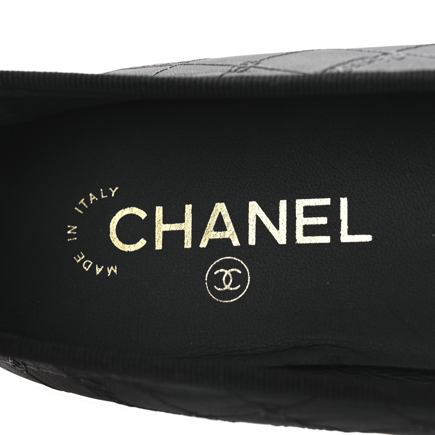 Printed Lambskin Patent Cap Toe Ballerina Flats 42 Black