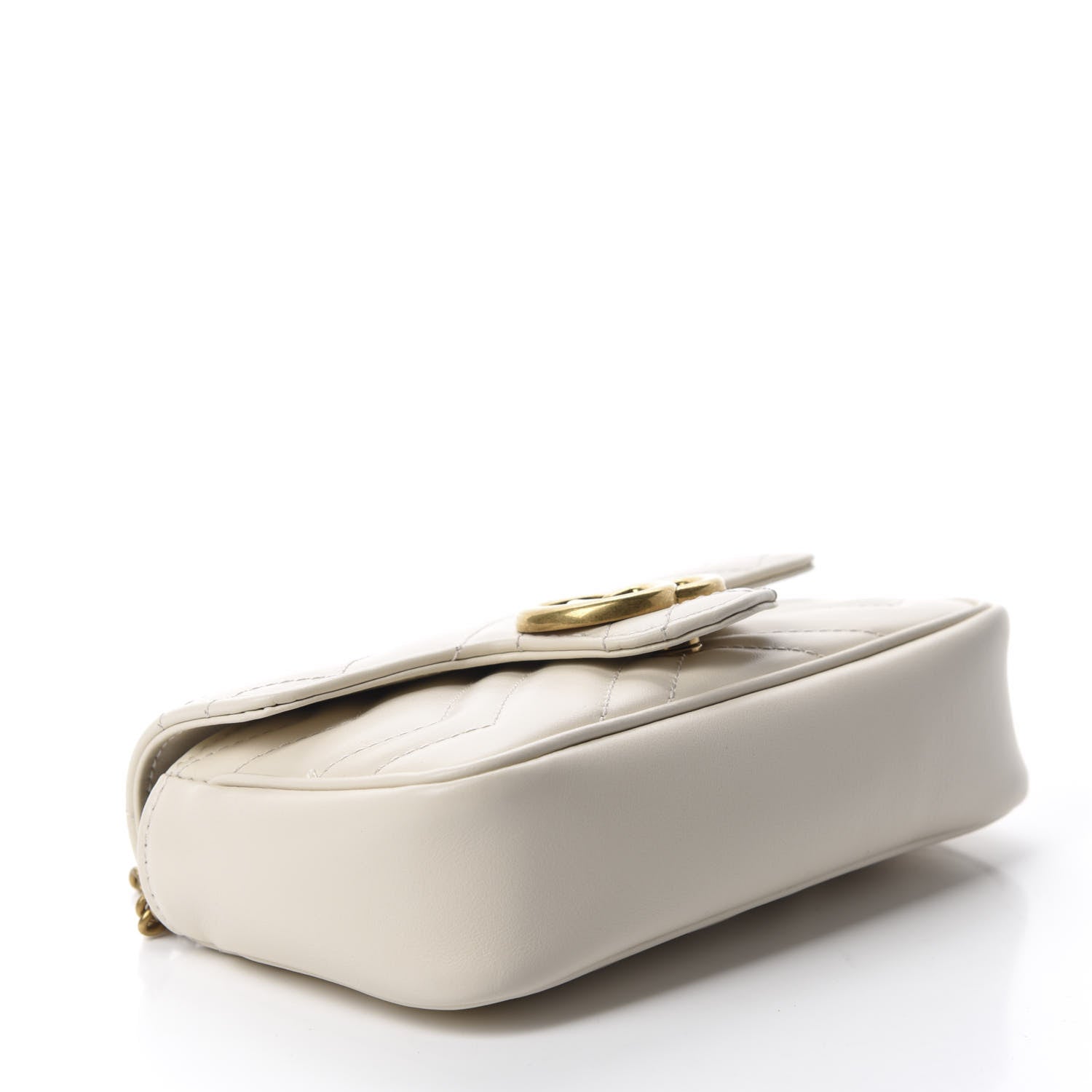 Gucci Calfskin Matelasse Super Mini GG Marmont Shoulder Bag White 4 of 11