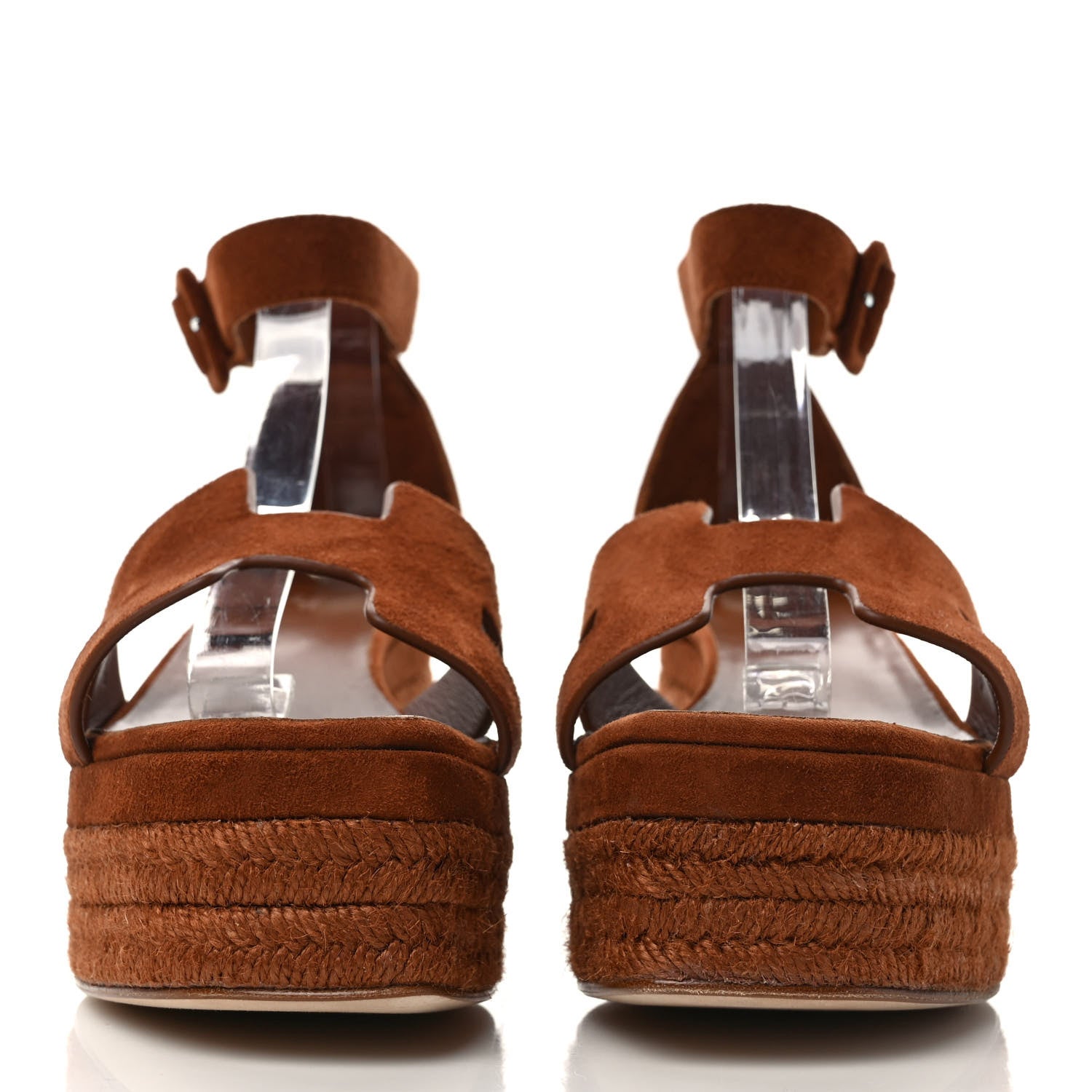 Hermes Suede Goatskin Elda 35 Espadrille Wedge Sandals 39 Gold 2 of 9