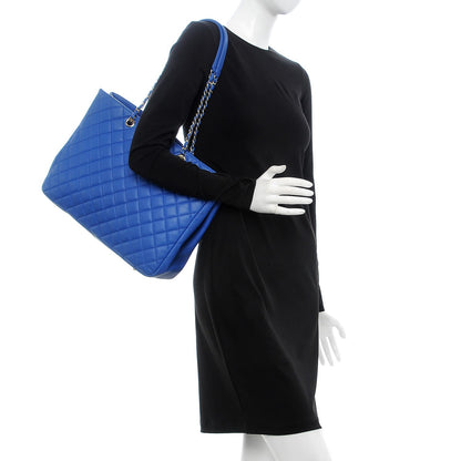 Chanel Calfskin Quilted Large CC Shopping Tote Blue 2 of 14