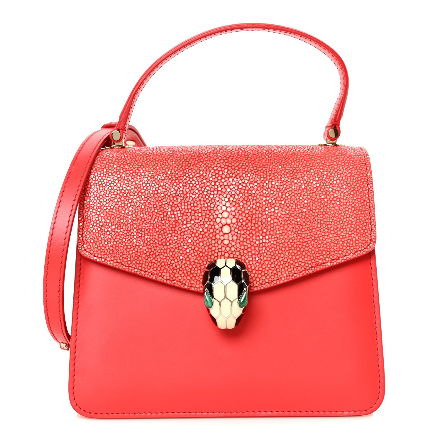 Bulgari Calfskin Galuchat Serpenti Forever Crossbody Red 1 of 12