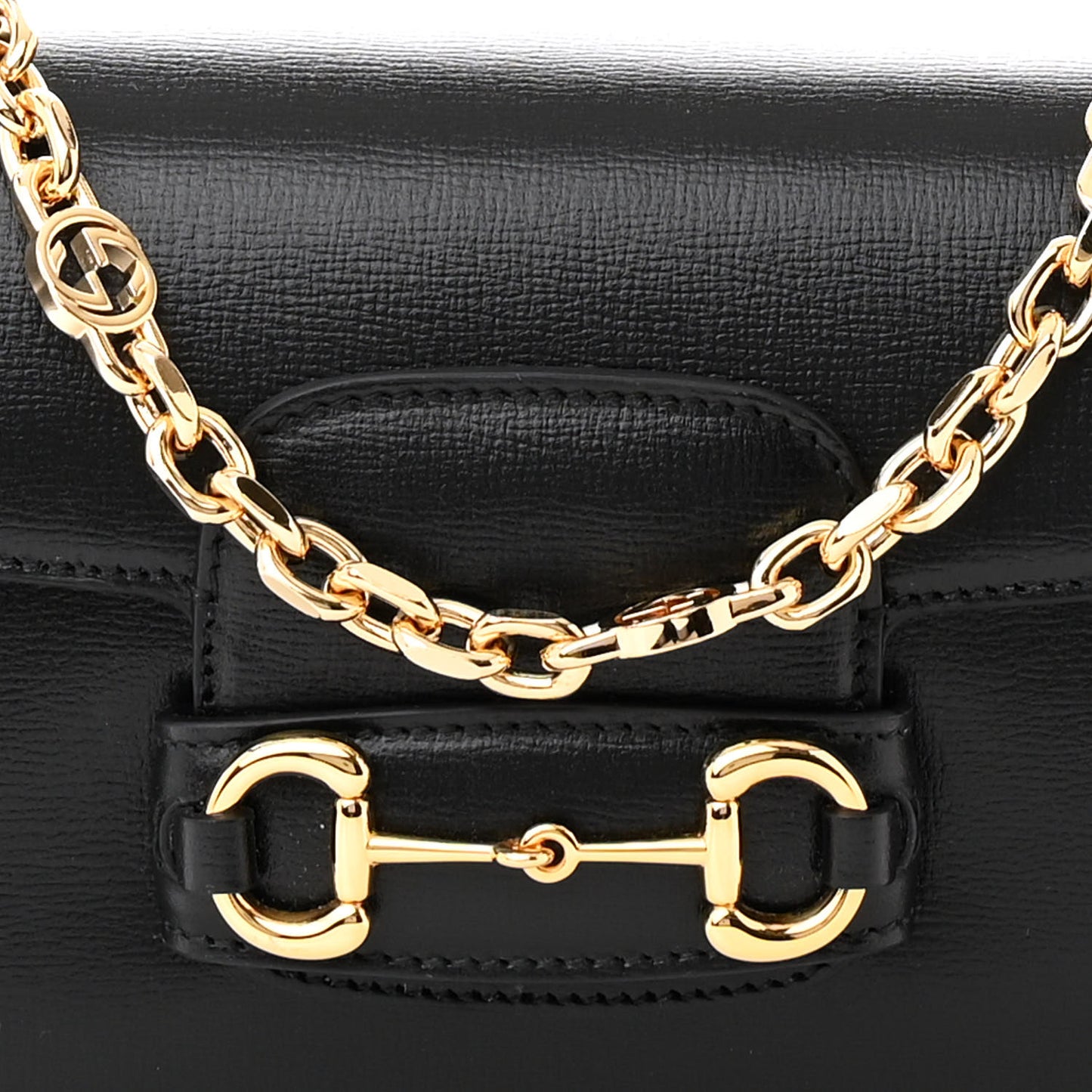 Azalea Calfskin Small Horsebit 1955 Chain Shoulder Bag Black