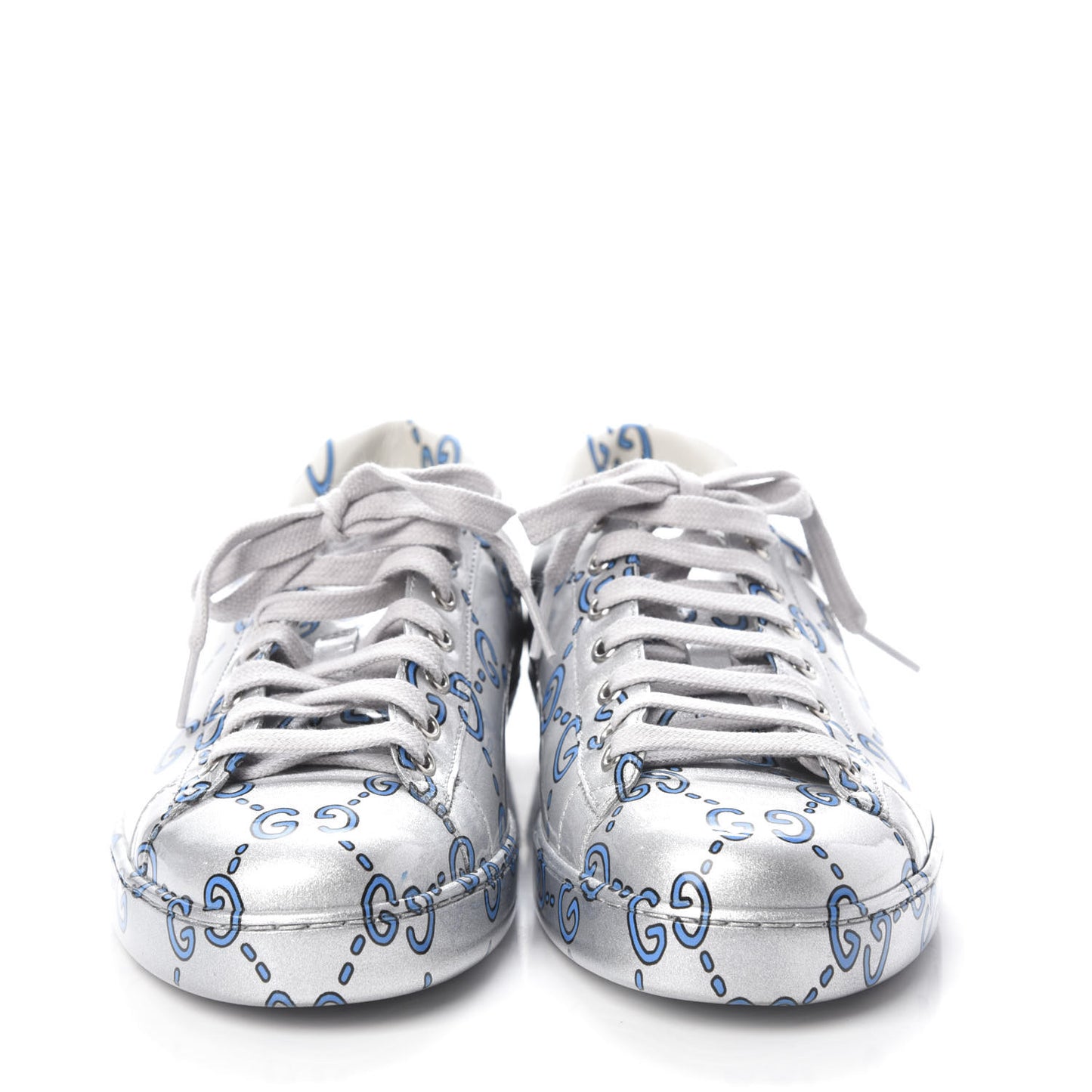 Miro Rubber Wax GucciGhost Print Mens New Ace Sneakers 9 Silver