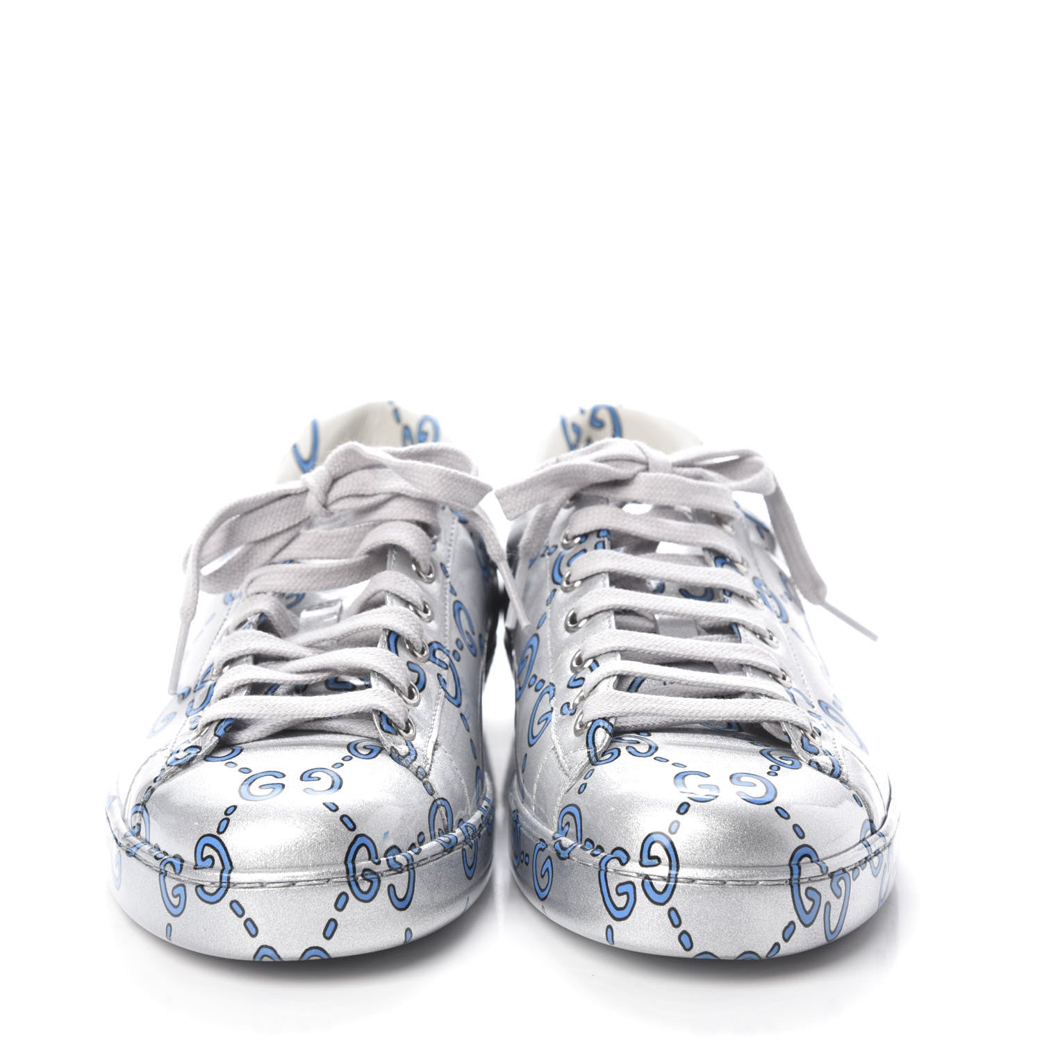 Gucci Miro Rubber Wax GucciGhost Print Mens New Ace Sneakers 9 Silver 2 of 7