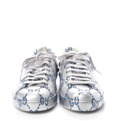 Gucci Miro Rubber Wax GucciGhost Print Mens New Ace Sneakers 9 Silver 2 of 7
