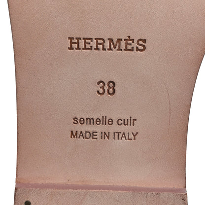 Hermes Box Calfskin Oran Sandals 38 Black Vieux Rose 7 of 10