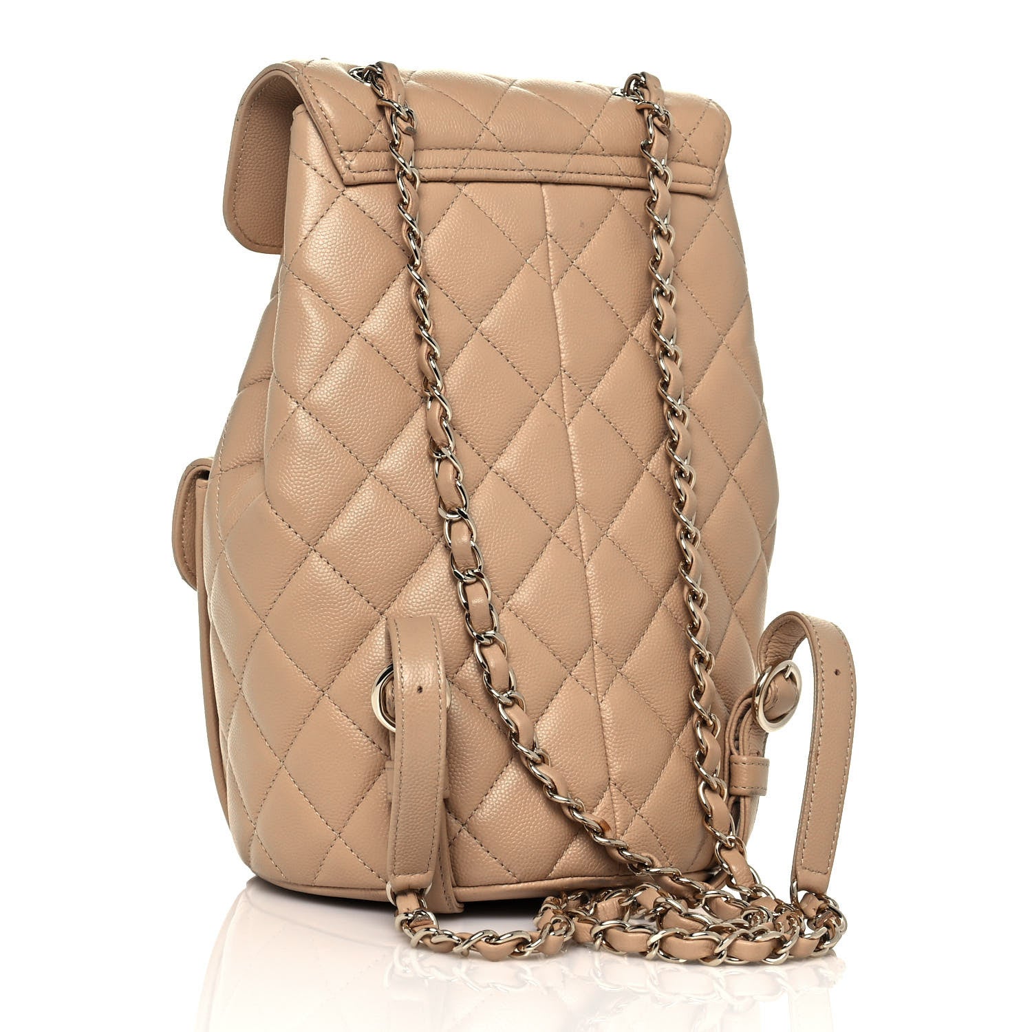 Chanel Caviar Quilted Double Pocket Backpack Beige 3 of 15