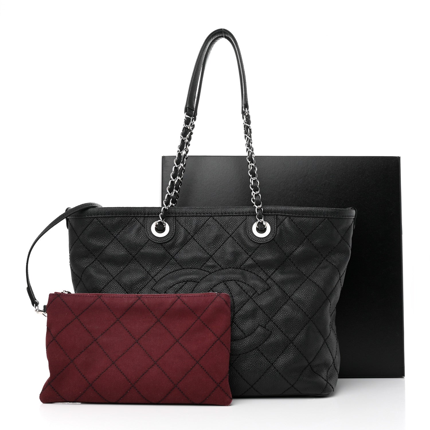 Chanel Grained Calfskin Quilted Small Daily Shopping Tote Black 19 of 19