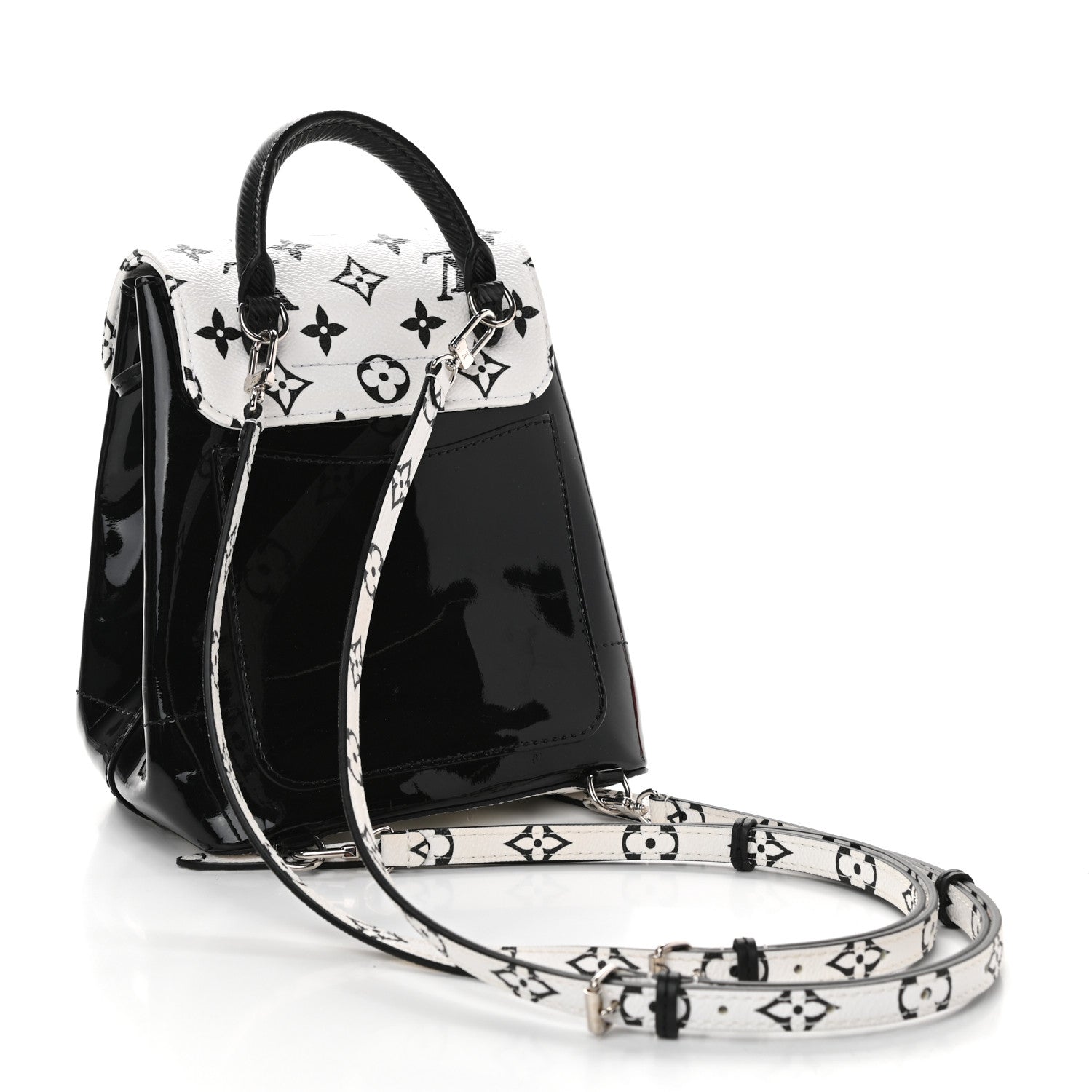 Louis Vuitton Patent Monogram Hot Springs Backpack Black White 3 of 9