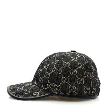 Gucci Denim Calfskin GG Monogram Oscar Baseball Hat S Black Ivory 4 of 7