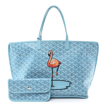 Goyard Goyardine Embroidered Flamingo Reversible Anjou PM Sky Blue 4 of 19