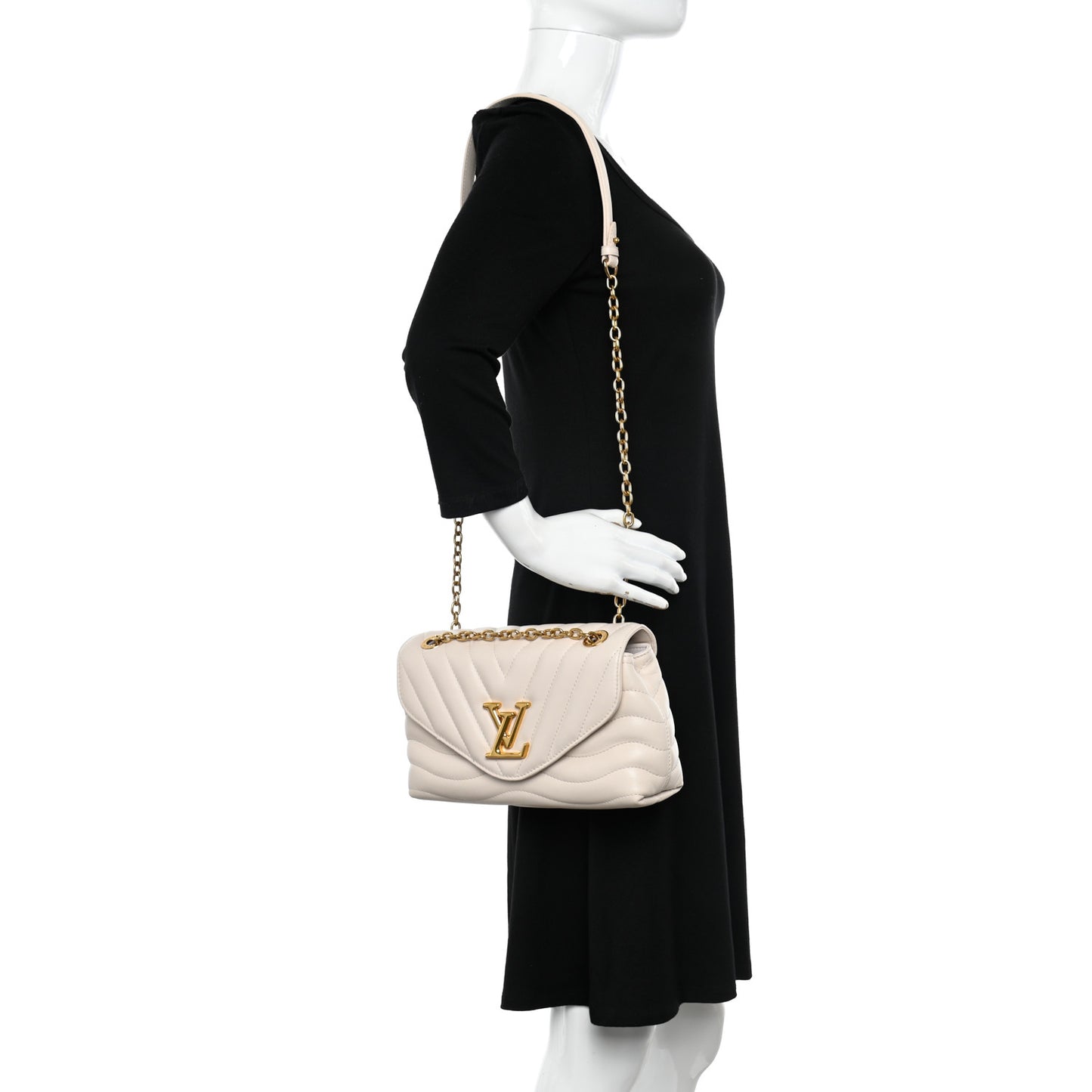 Calfskin LV New Wave Chain Bag Ivory