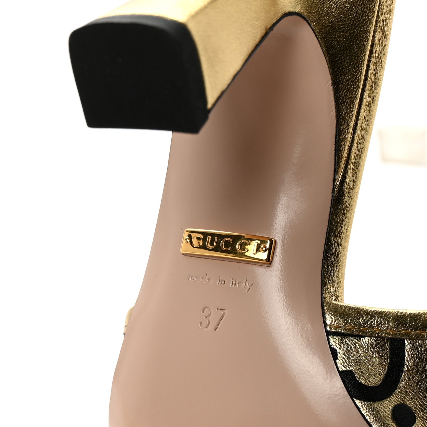 X ADIDAS Nappa Silk Charlotte Monogram Jumbo GG Trefoil 75mm Slide Sandals 37 King Gold Black