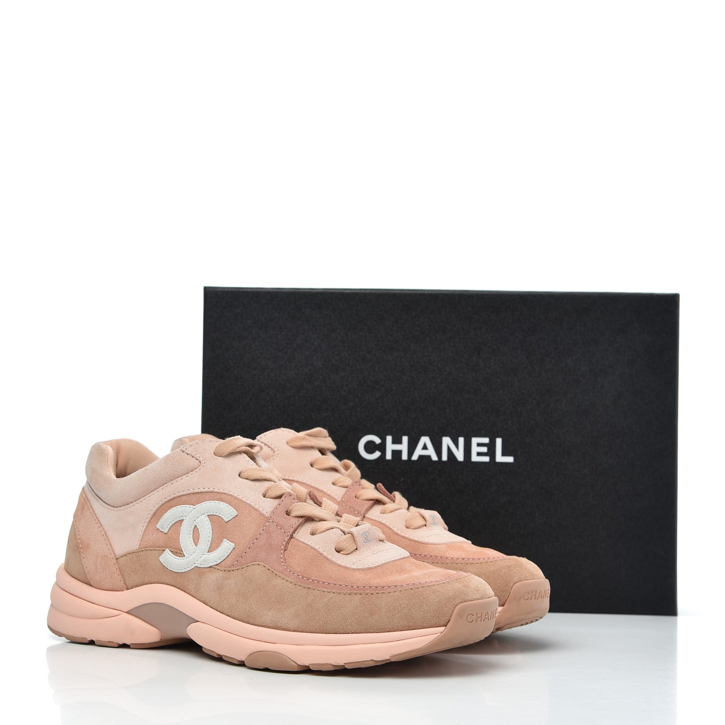Nylon Lambskin Suede Calfskin CC Sneakers 39 Pink