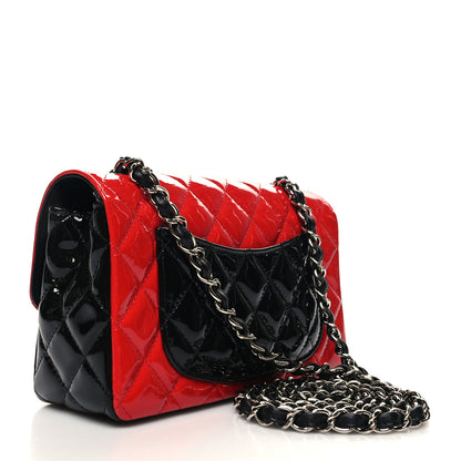 Chanel Patent Calfskin Quilted Bi-Color Mini Rectangular Flap Red Black 3 of 11