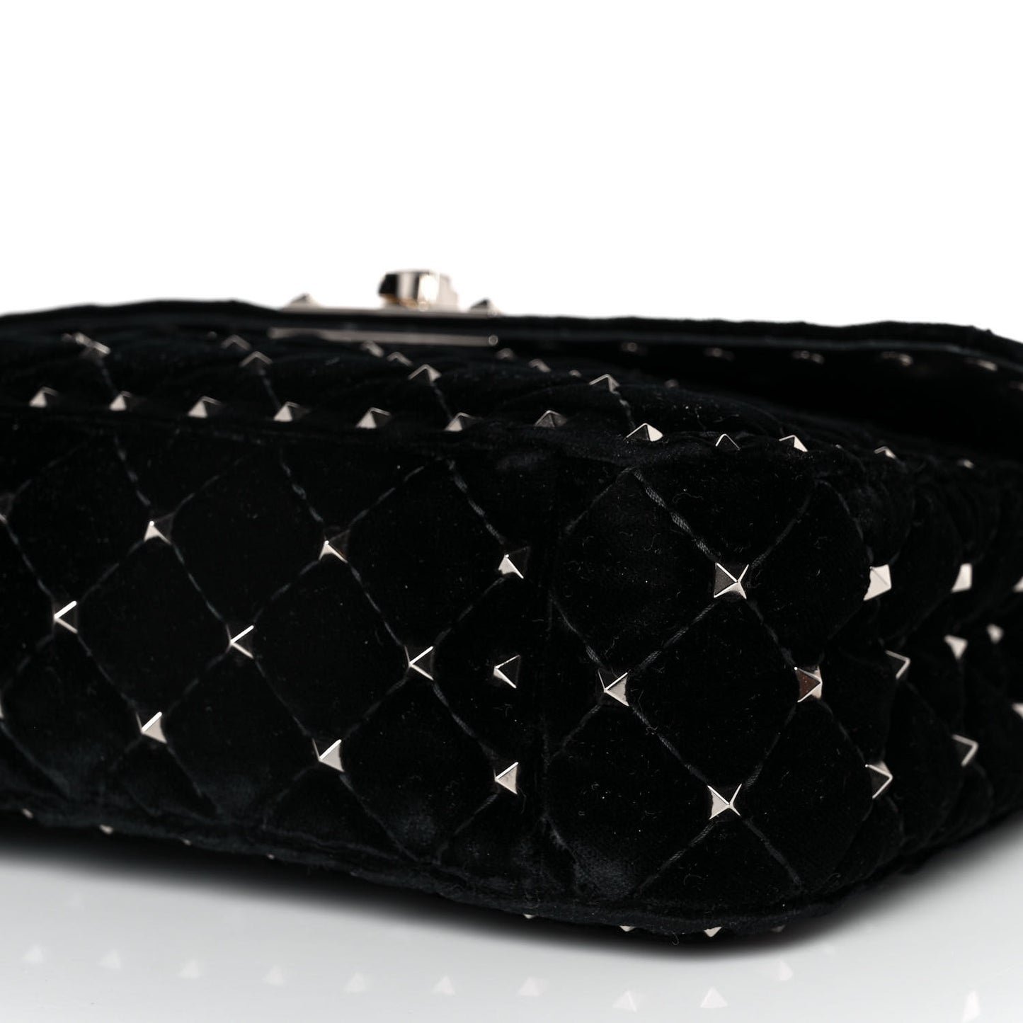 Velvet Medium Rockstud Spike Shoulder Bag Black