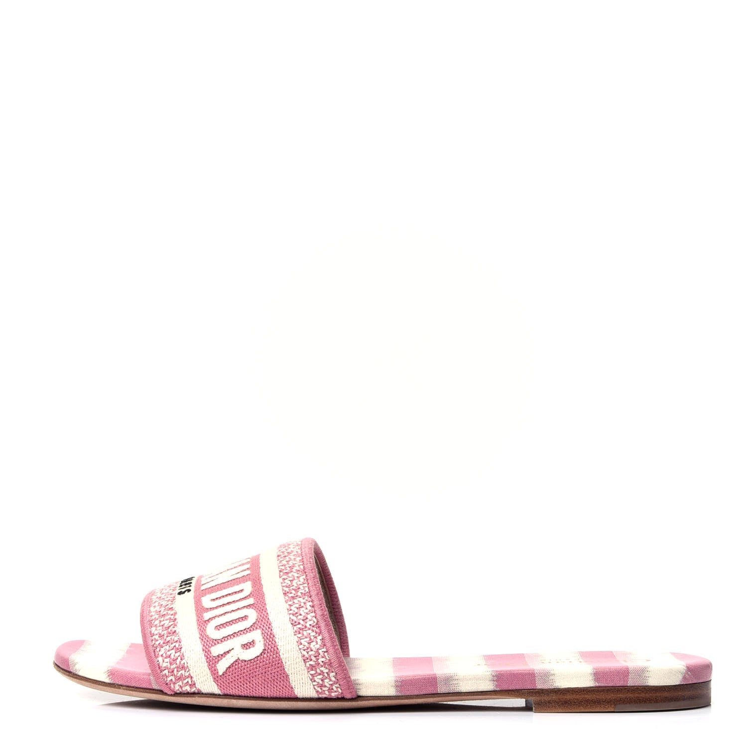 Christian Dior Cotton D-Stripes Embroidered Dway Mules Slide Sandals 37 Deep Nude 1 of 10