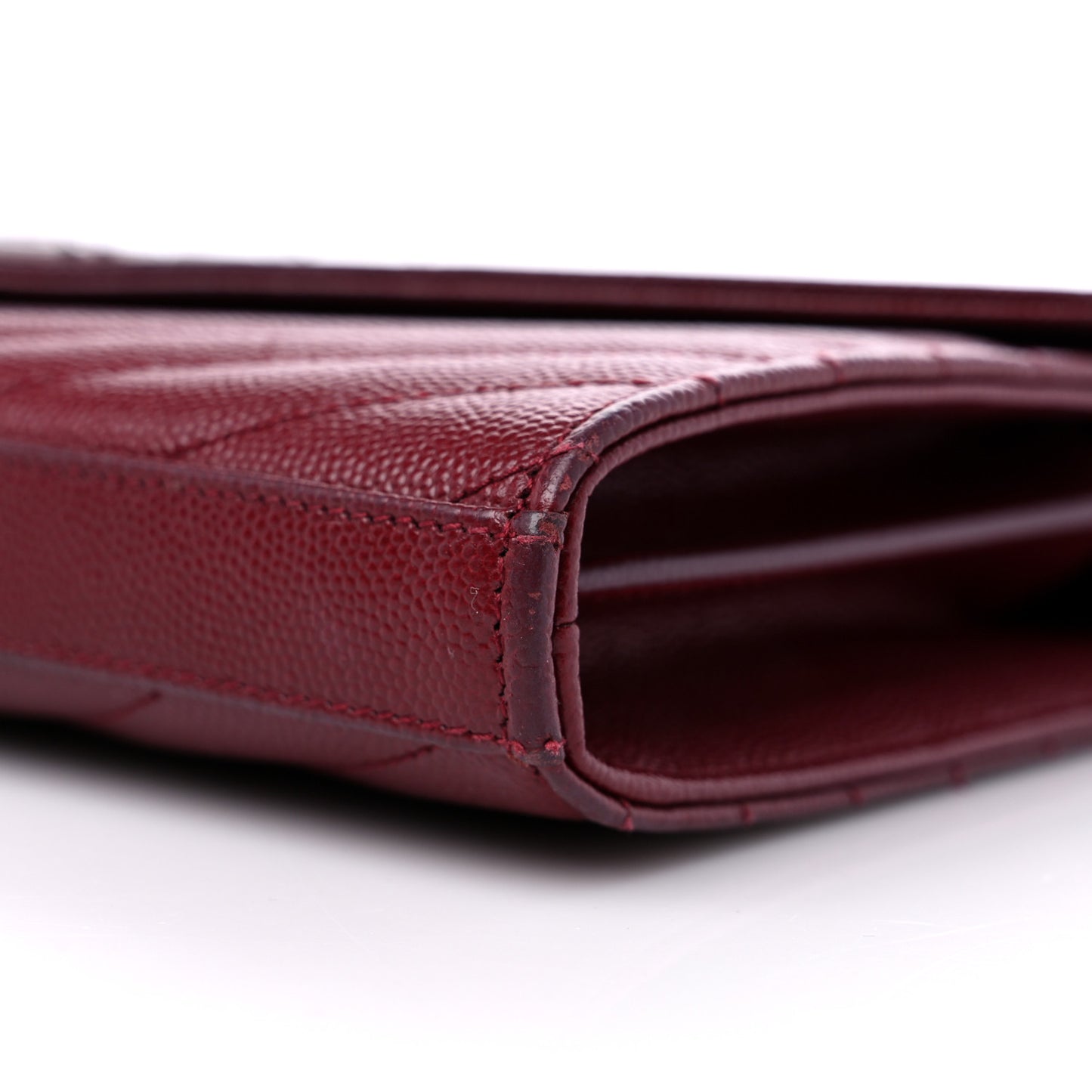 Grain De Poudre Matelasse Chevron Monogram Chain Wallet Palissandre