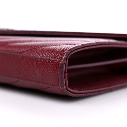 Saint Laurent Grain De Poudre Matelasse Chevron Monogram Chain Wallet Palissandre 8 of 14