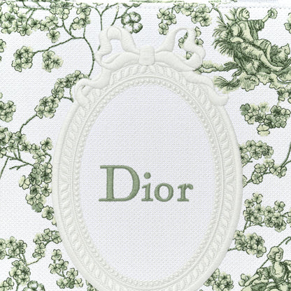 Christian Dior Cotton Toile De Jouy Clover Embroidered Dior Medaillon Medium Book Tote With Strap Verde Multicolor 8 of 12