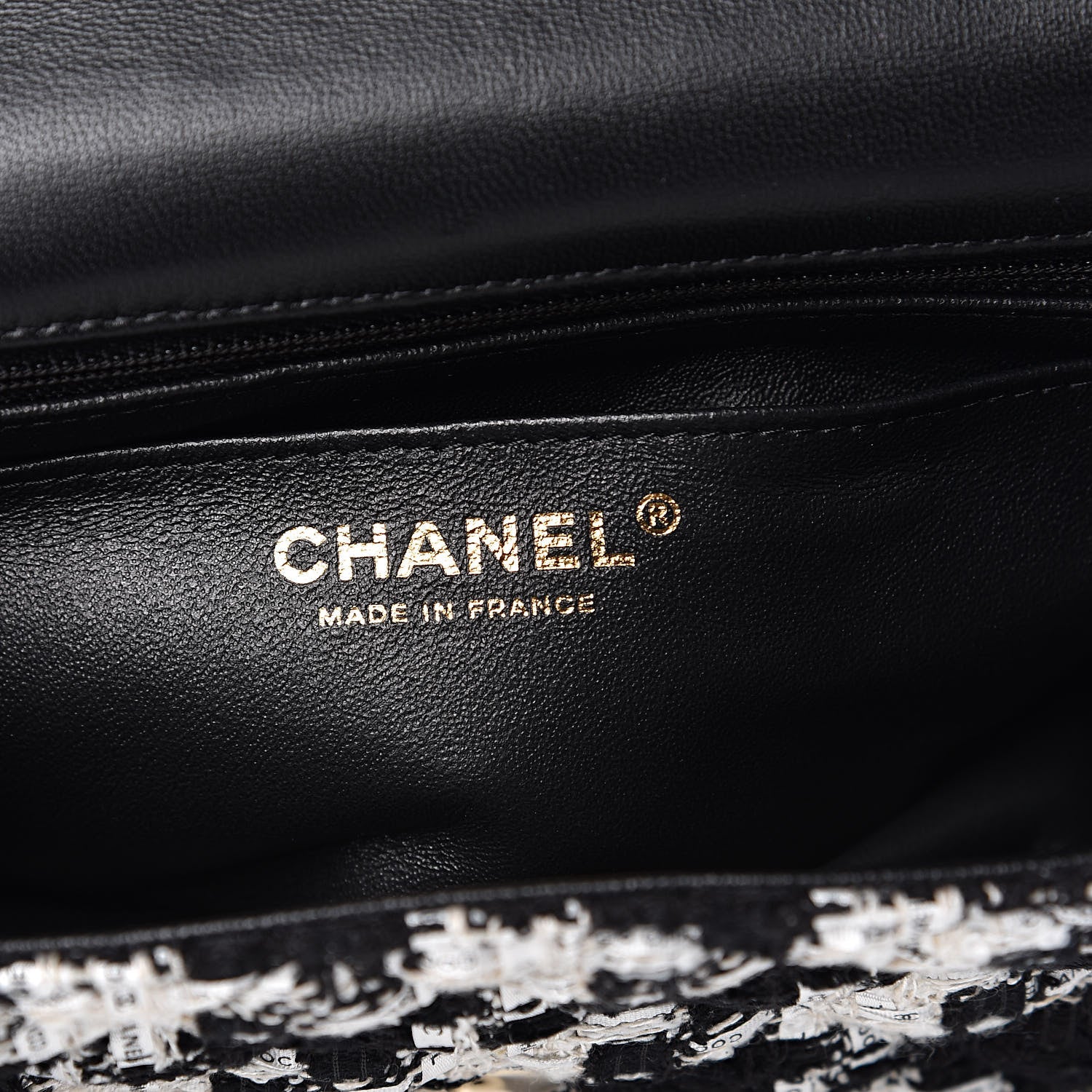 Chanel Tweed Quilted Mini Rectangular Flap Black Ecru White 6 of 12