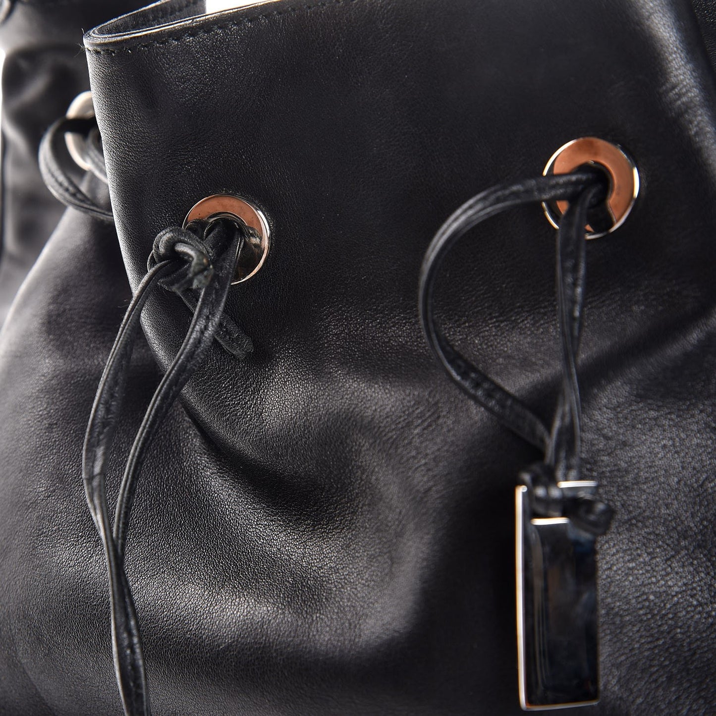 Calfskin Bamboo Top Handle Bag Black