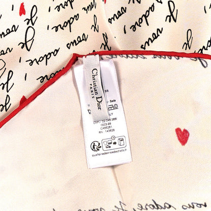Christian Dior Silk DiorAmour Print Diamond Scarf White Red 3 of 3