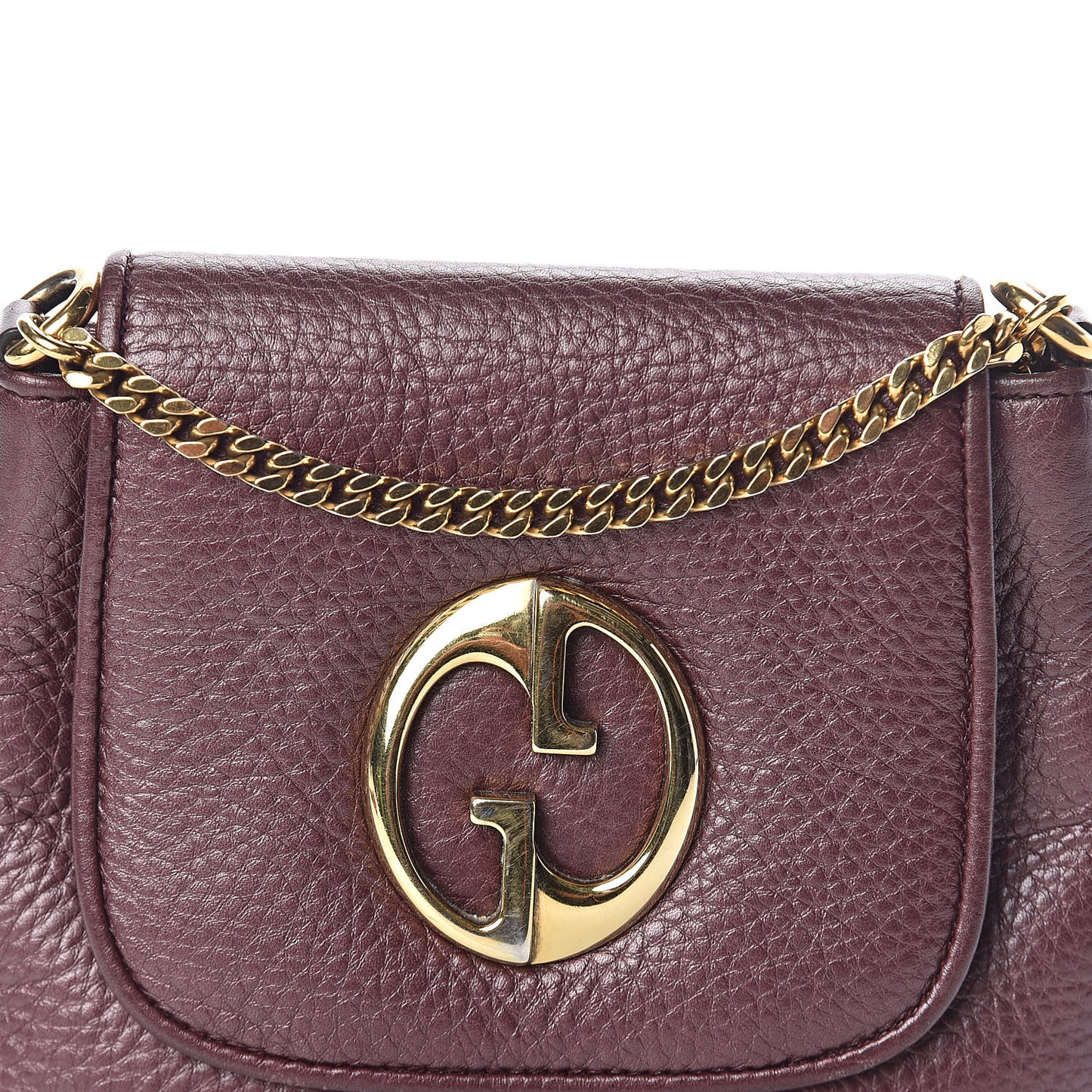 Metallic Pebbled Calfskin Small 1973 Chain Shoulder Bag Classic Burgundy