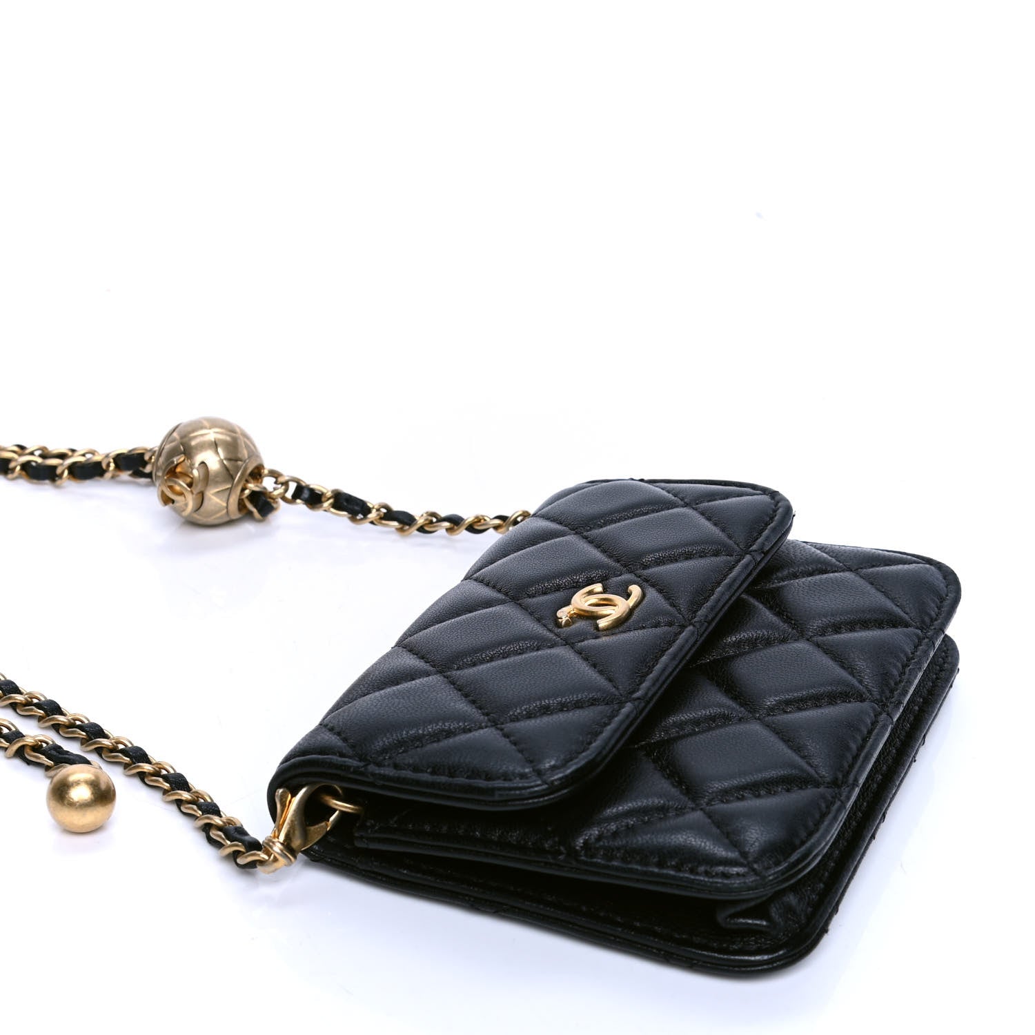 Chanel Lambskin Quilted Pearl Crush Flap With Chain Black 3 of 4