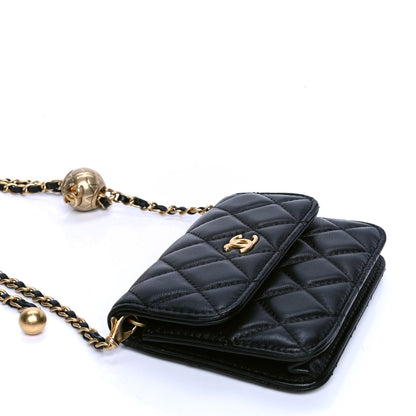 Chanel Lambskin Quilted Pearl Crush Flap With Chain Black 3 of 4