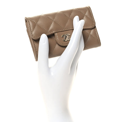 Chanel Caviar Quilted Flap Card Holder Wallet Dark Beige 2 of 9