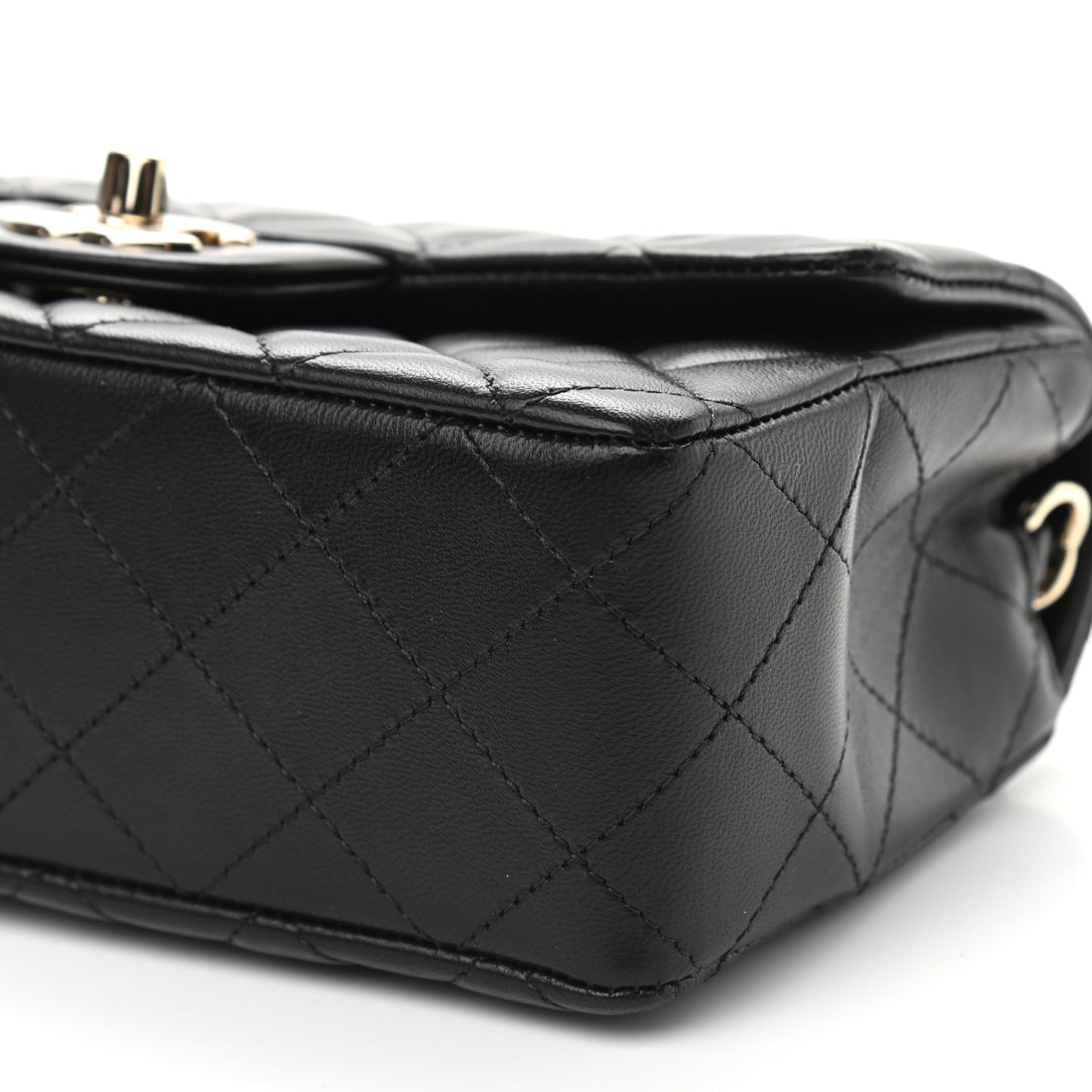 Lambskin Quilted Mini Rectangular Flap Black
