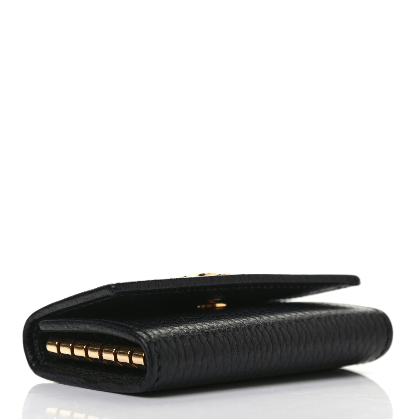 Pebbled Calfskin GG Marmont 6 Key Holder Black