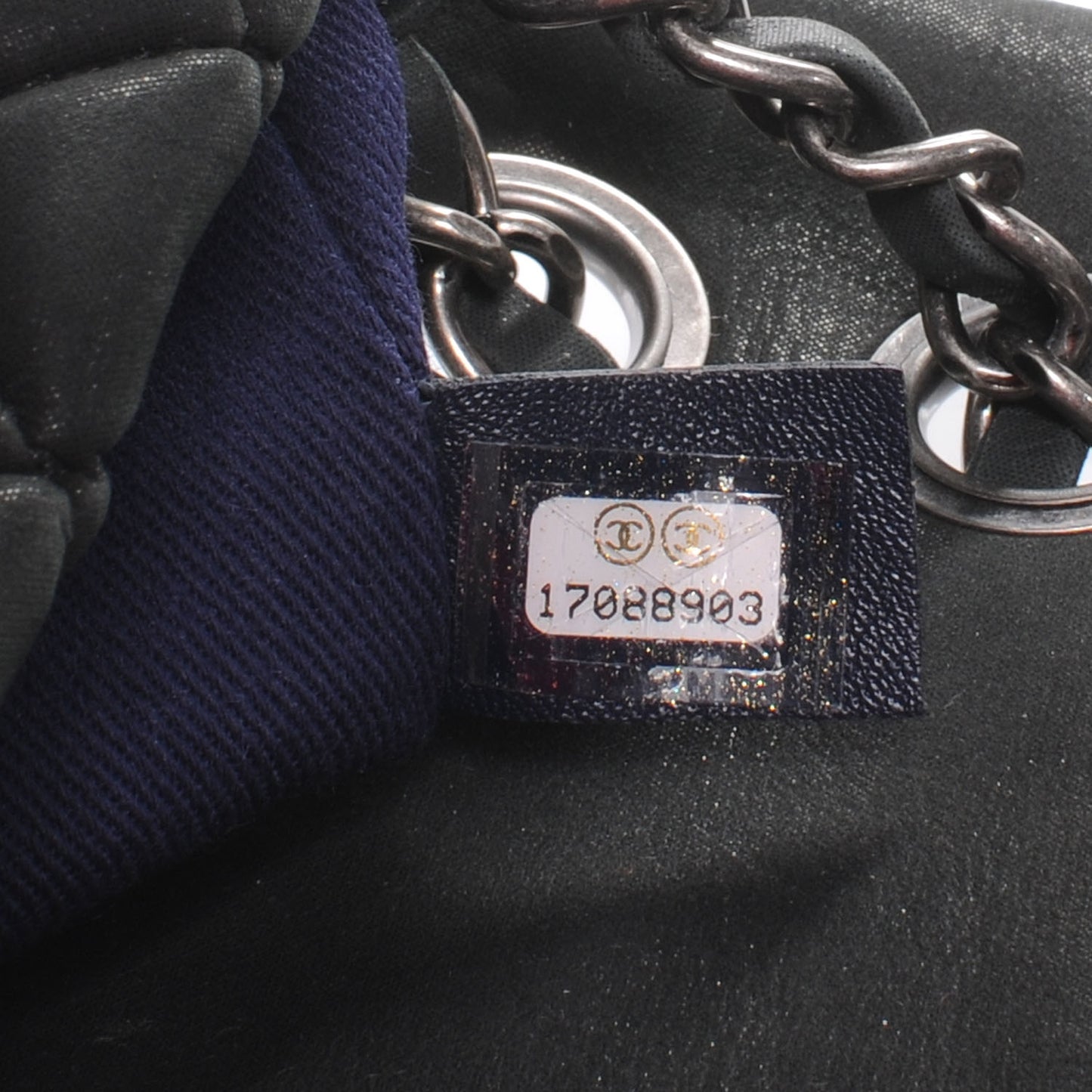 Iridescent Calfskin Small New Bubble Quilt Flap Black