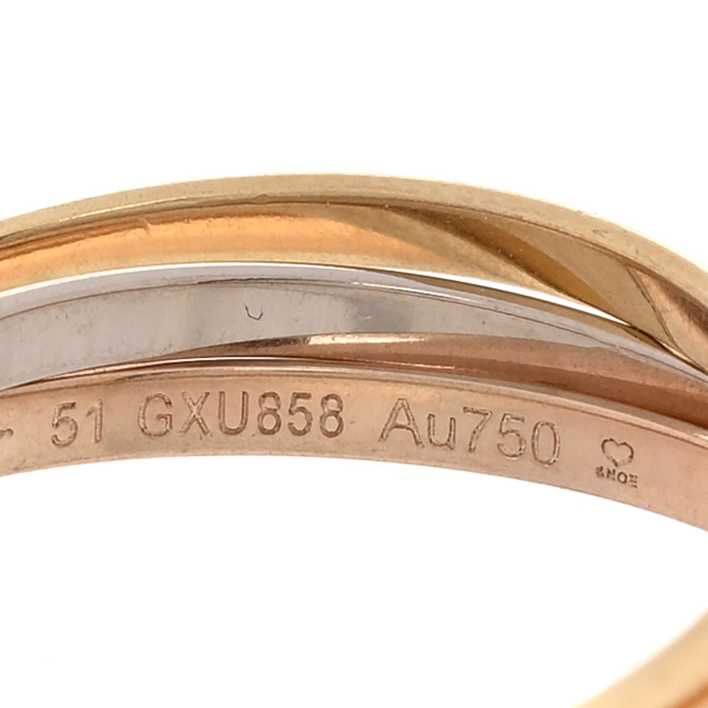 18K Pink Yellow White Gold Extra Small Les Must De Cartier Trinity Ring 51 5.75
