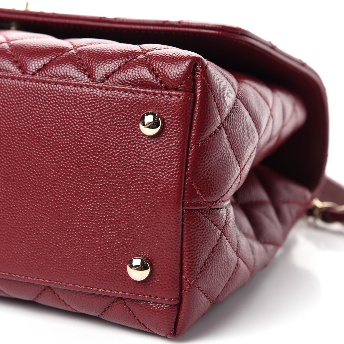Caviar Lizard Embossed Quilted Small Coco Handle Flap Burgundy