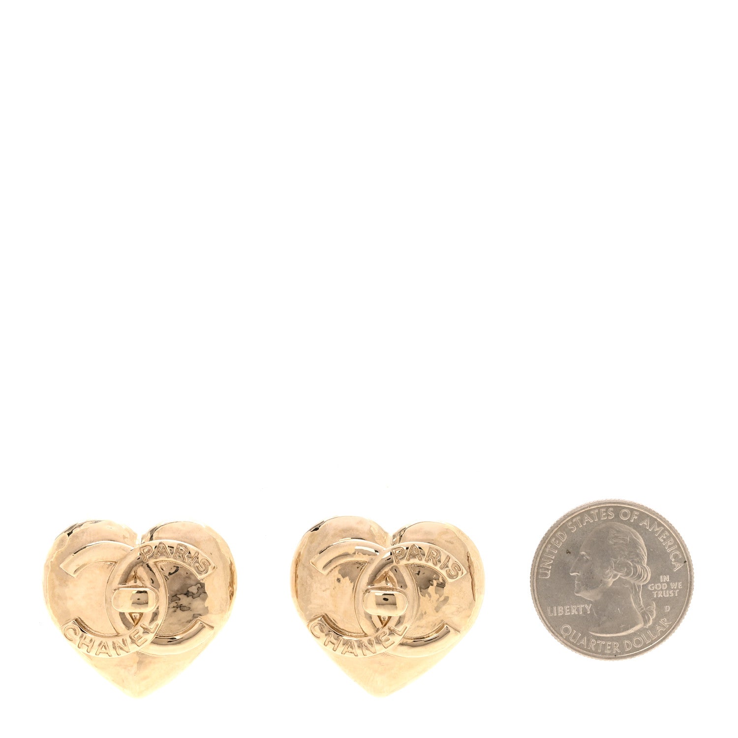 Chanel Metal CC Heart Turnlock Earrings Gold 2 of 4