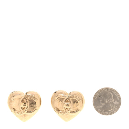 Chanel Metal CC Heart Turnlock Earrings Gold 2 of 4