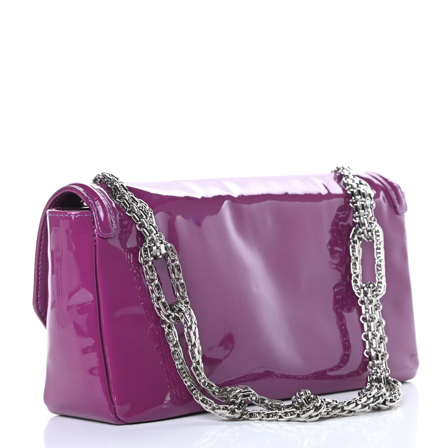 Patent Calfskin Mademoiselle Lock Bijoux Chain Flap Violet