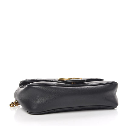 Gucci Calfskin Matelasse Super Mini GG Marmont Shoulder Bag Black 4 of 15