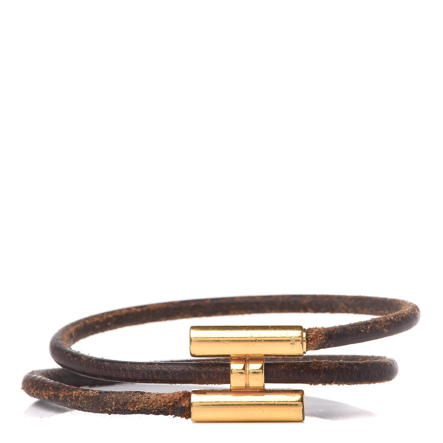 Natural Bridle Double Wrap Cord Tournis Bracelet Bouton