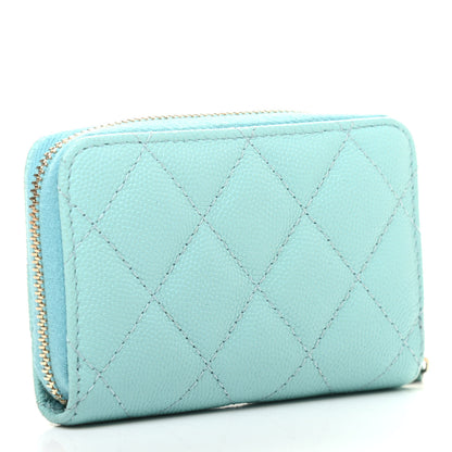 Chanel Caviar Quilted Zip Coin Purse Light Blue 3 of 7