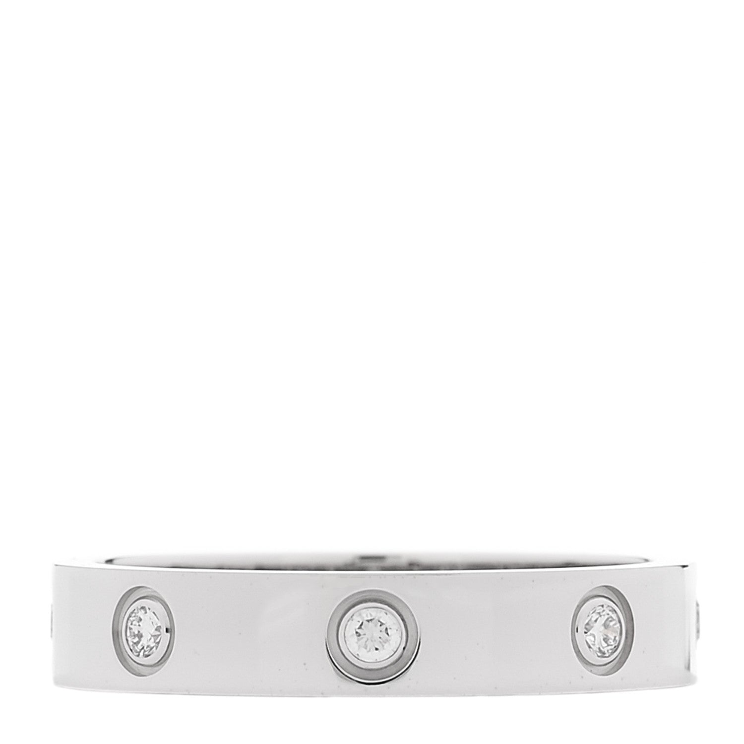 Cartier 18K White Gold 8 Diamond 4mm Wedding Band LOVE Ring 57 8 1 of 4