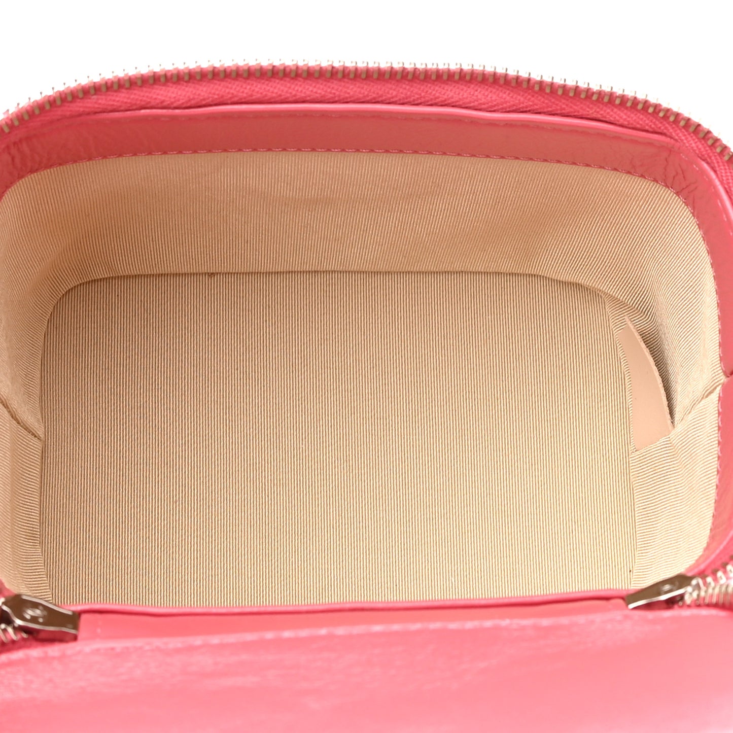 Calfskin Raffia Small Take Away Vanity Case Bag Pink Beige